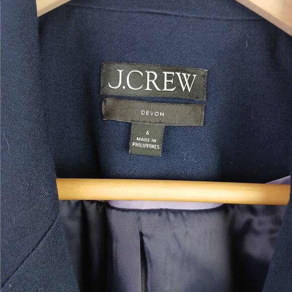J.Crew SZ 6 Devon Blazer in Bi-Stretch Cotton Blend Navy Blue - Picture 4 of 6